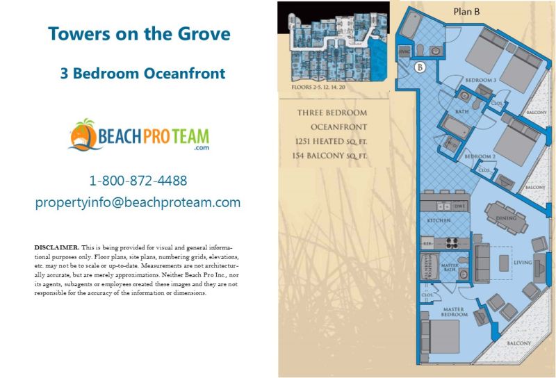 Towers On The Grove Floor Plan B - 3 Bedroom Oceanfront